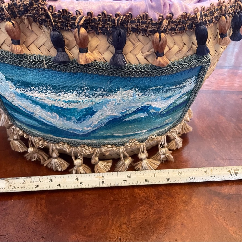 Hand painted sea grass tote